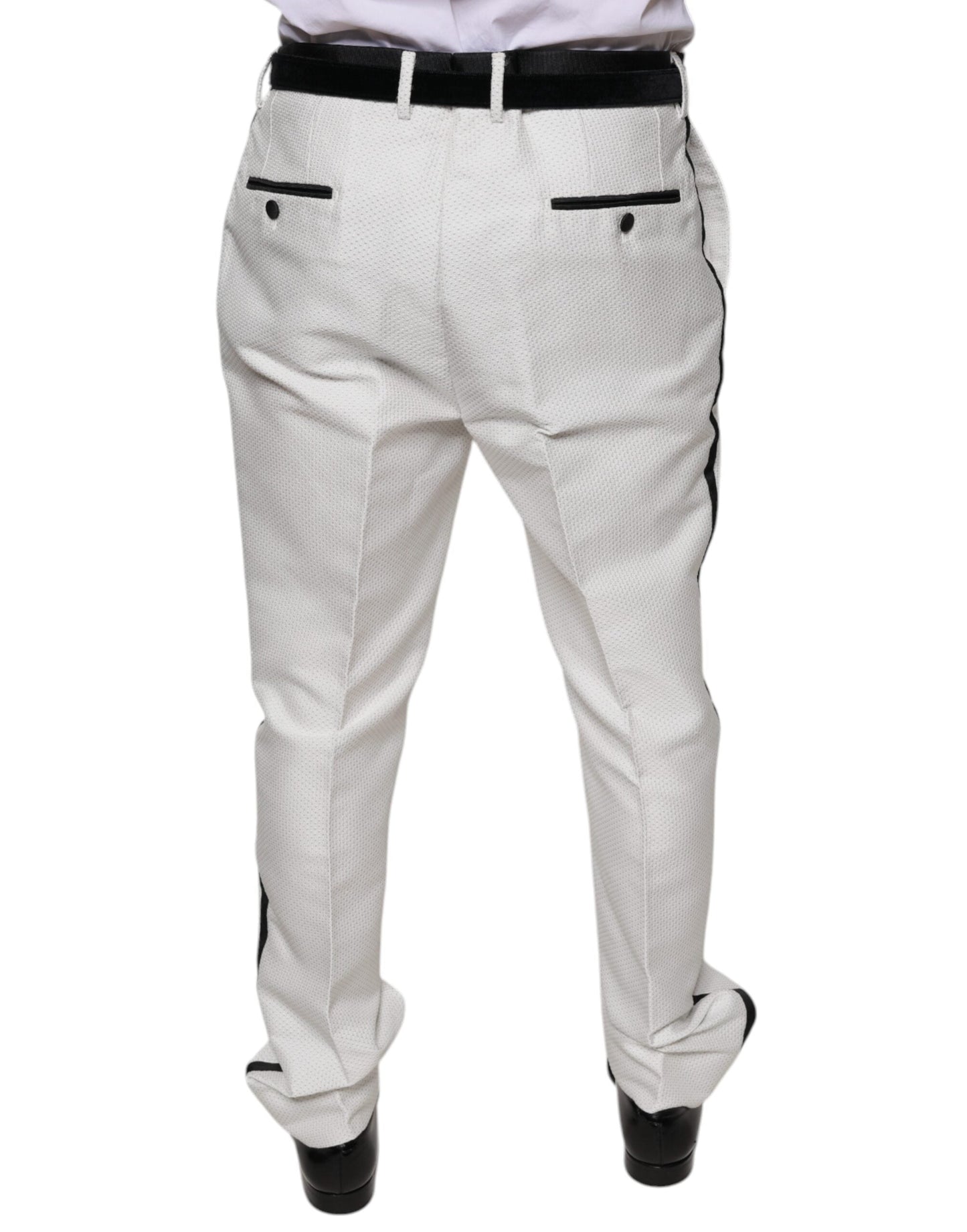 Dolce & Gabbana White Polyester Formal Dress Men's Pants