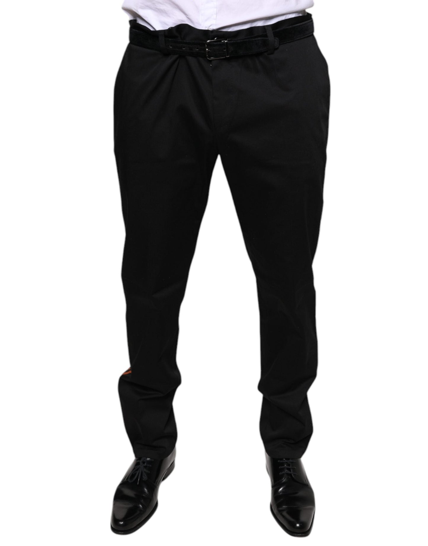 Dolce & Gabbana Black Cotton Stretch Skinny Men Dress Men's Pants (Pre-Owned)