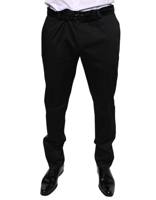 Dolce & Gabbana Black Cotton Stretch Skinny Men Dress Men's Pants (Pre-Owned)