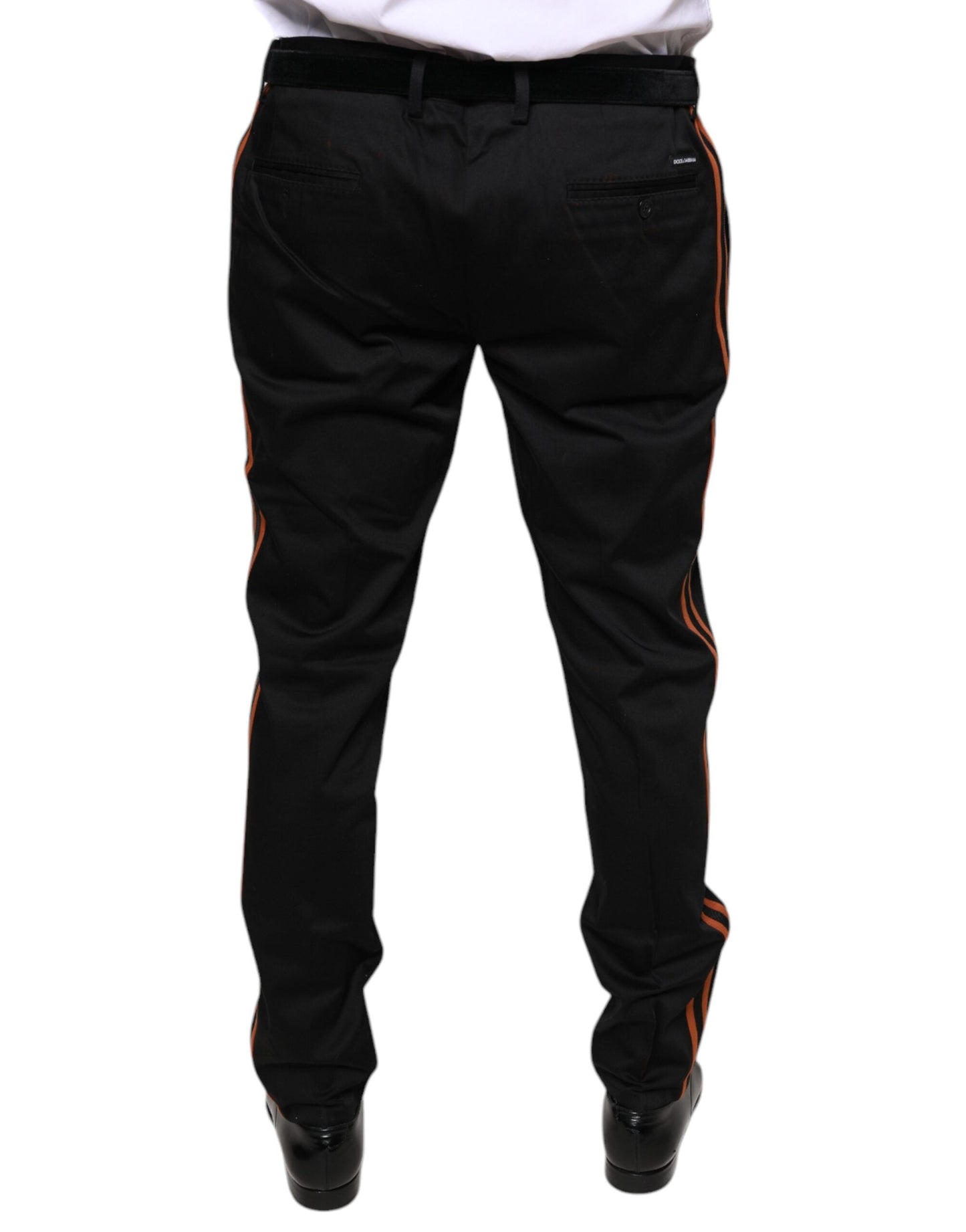 Dolce & Gabbana Black Cotton Stretch Skinny Men Dress Men's Pants (Pre-Owned)