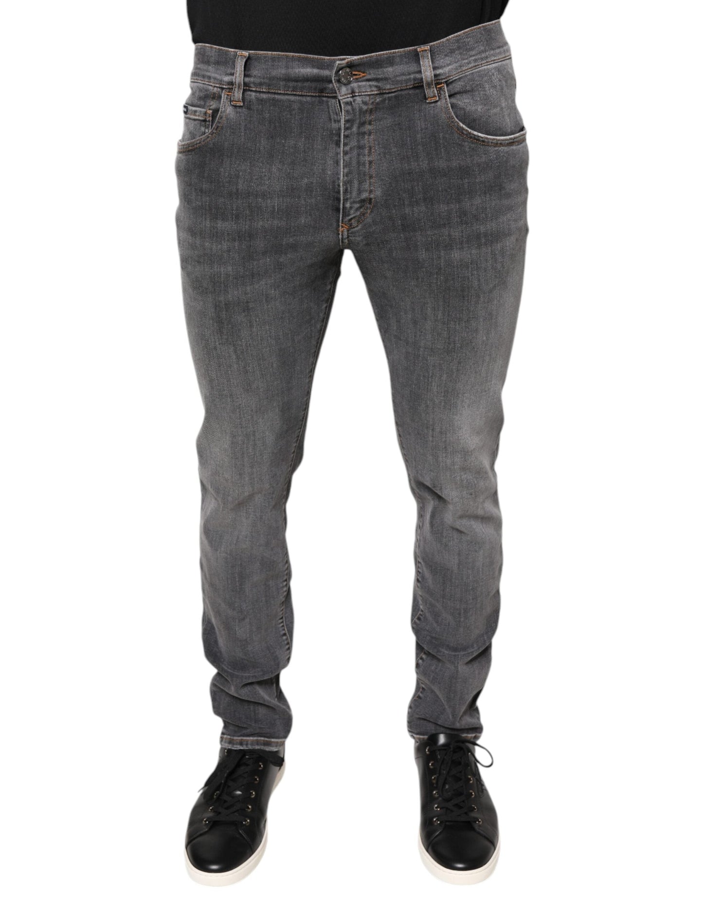 Dolce & Gabbana Dark Gray Cotton Stretch Skinny Denim Men's Jeans (Pre-Owned)