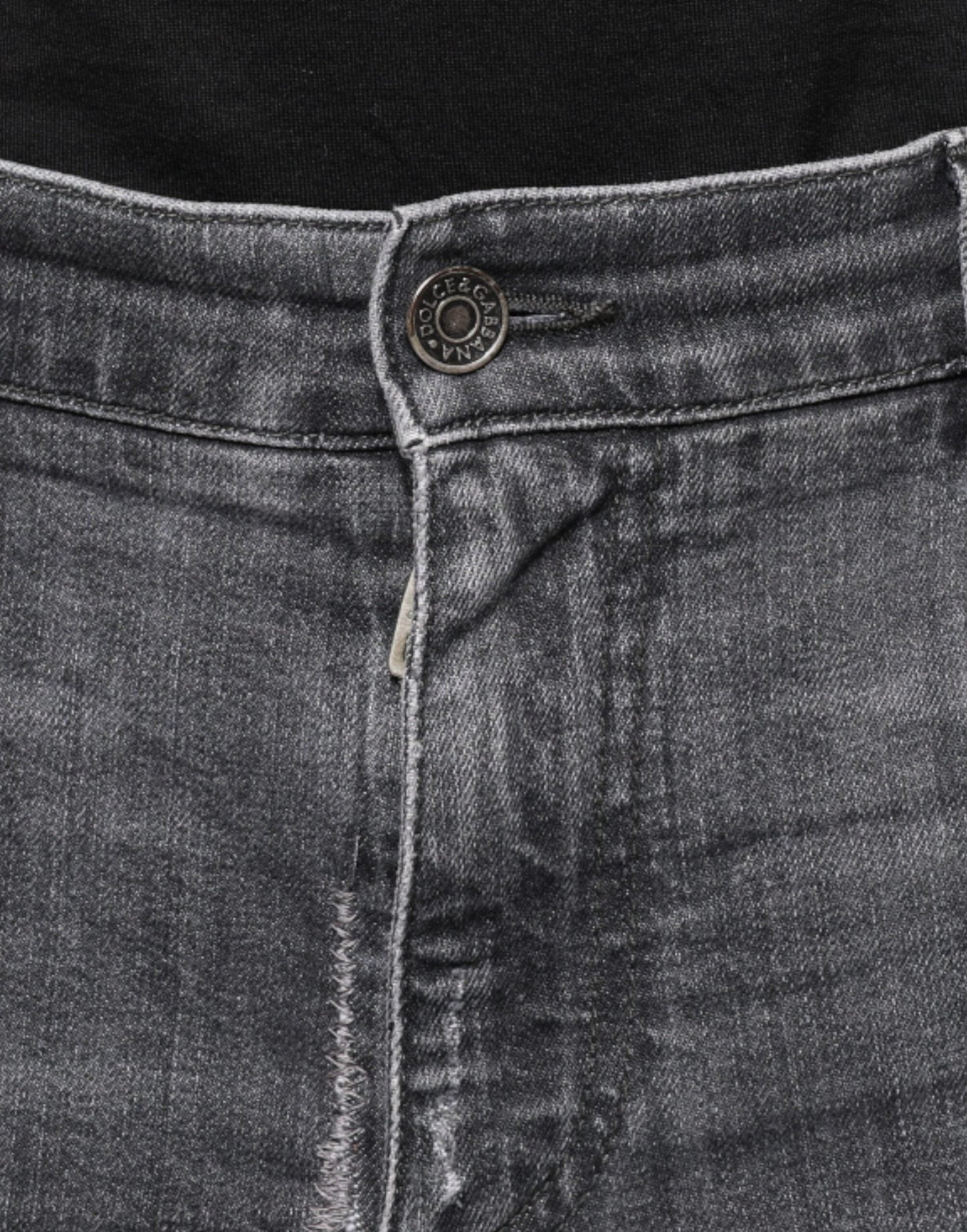 Dolce & Gabbana Dark Gray Tattered Cotton Skinny Denim Men's Jeans (Pre-Owned)