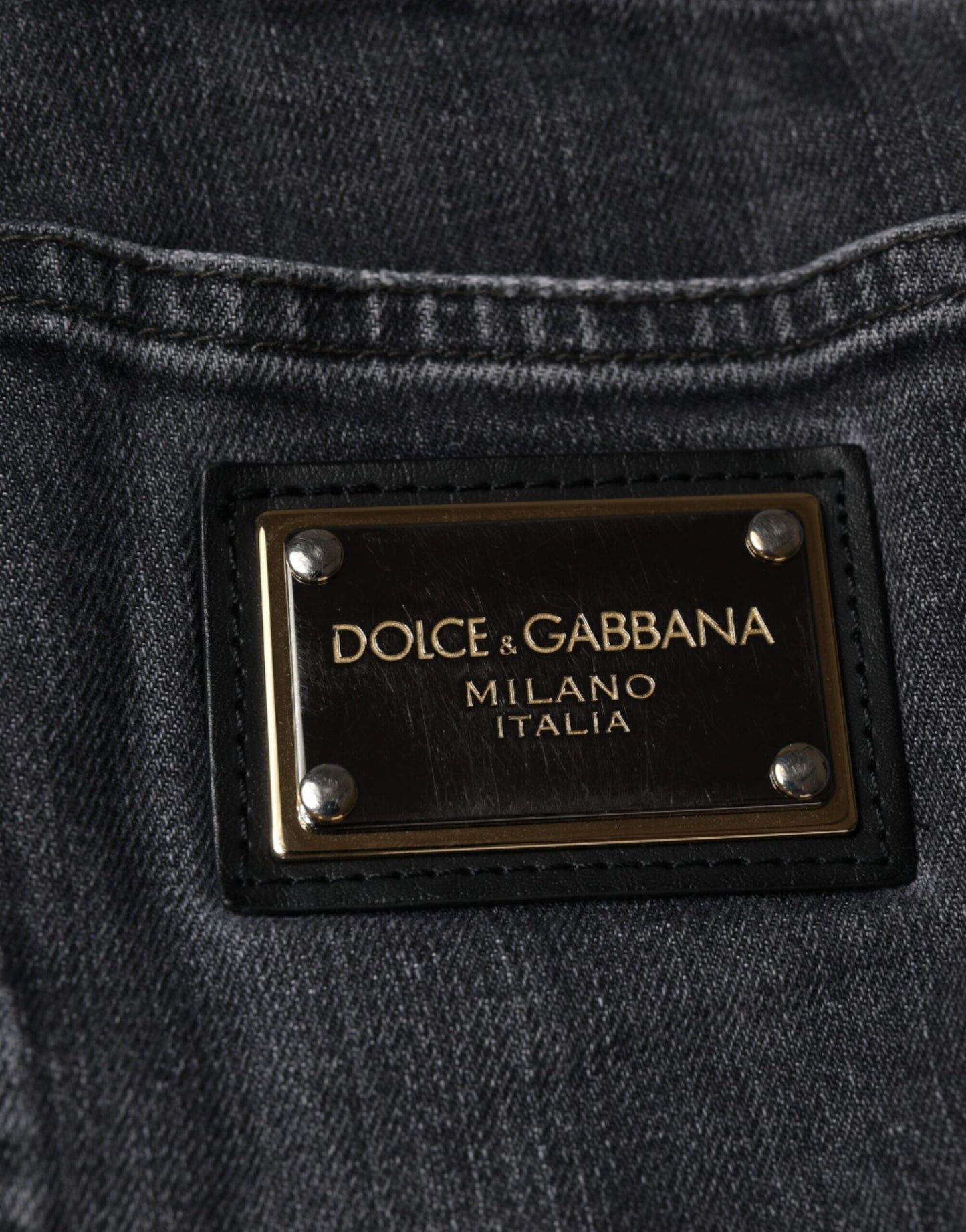 Dolce & Gabbana Dark Gray Tattered Cotton Skinny Denim Men's Jeans (Pre-Owned)
