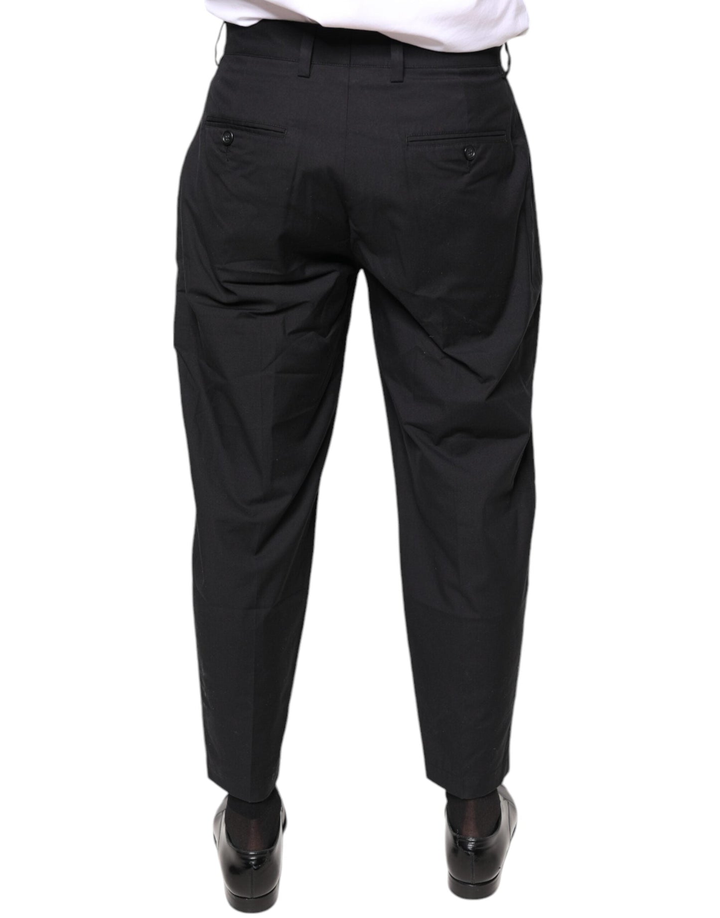 Dolce & Gabbana Black Crown Cotton Dress Men's Pants