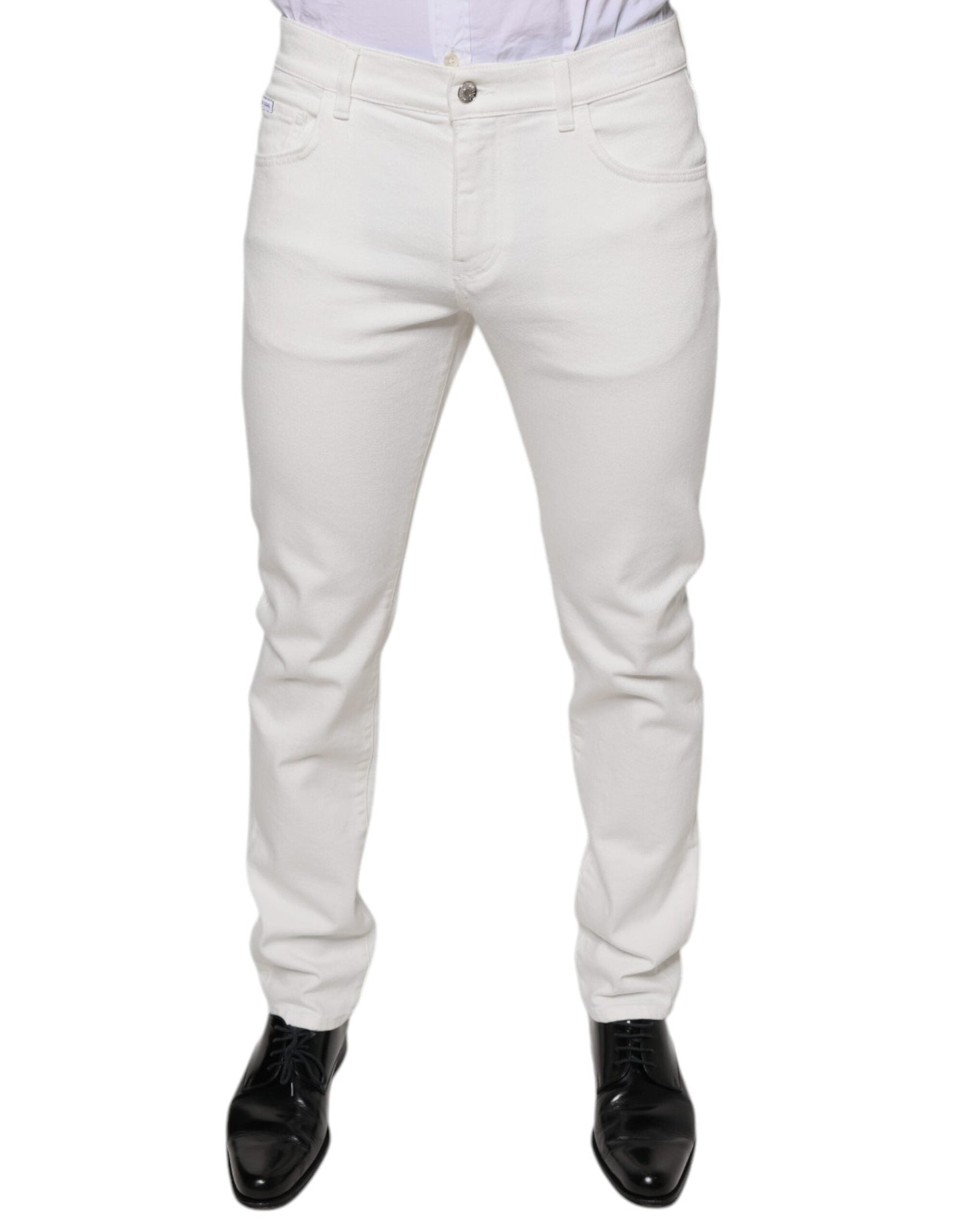 Dolce & Gabbana White Cotton Skinny Slim Men Denim Men's Jeans