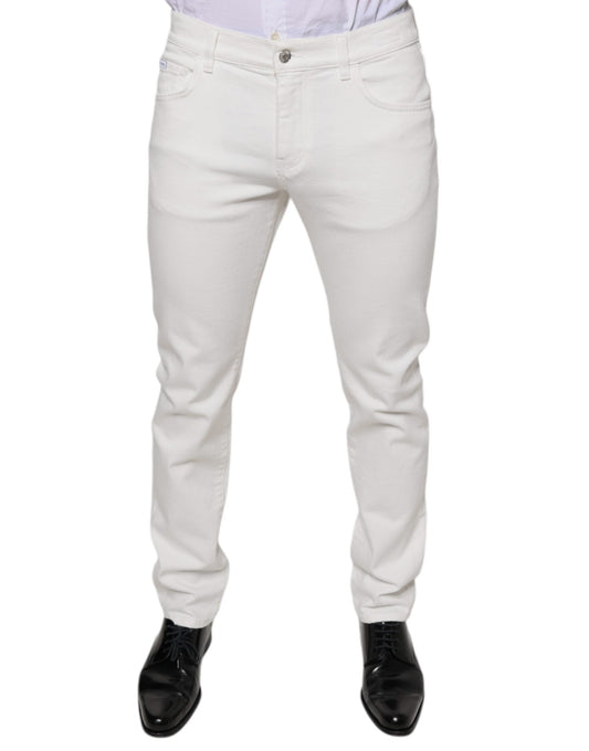 Dolce & Gabbana White Cotton Skinny Slim Men Denim Men's Jeans