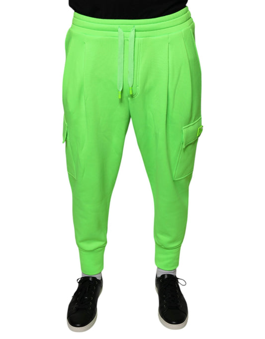 Dolce & Gabbana Neon Green Polyester Cargo Jogger SweatMen's Men's Pants (Pre-Owned)