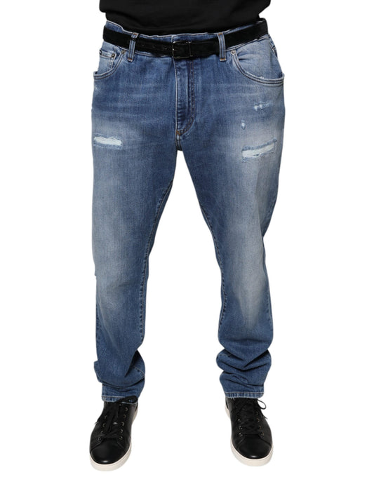 Dolce & Gabbana Blue Washed Cotton Stretch Men Denim Men's Jeans (Pre-Owned)