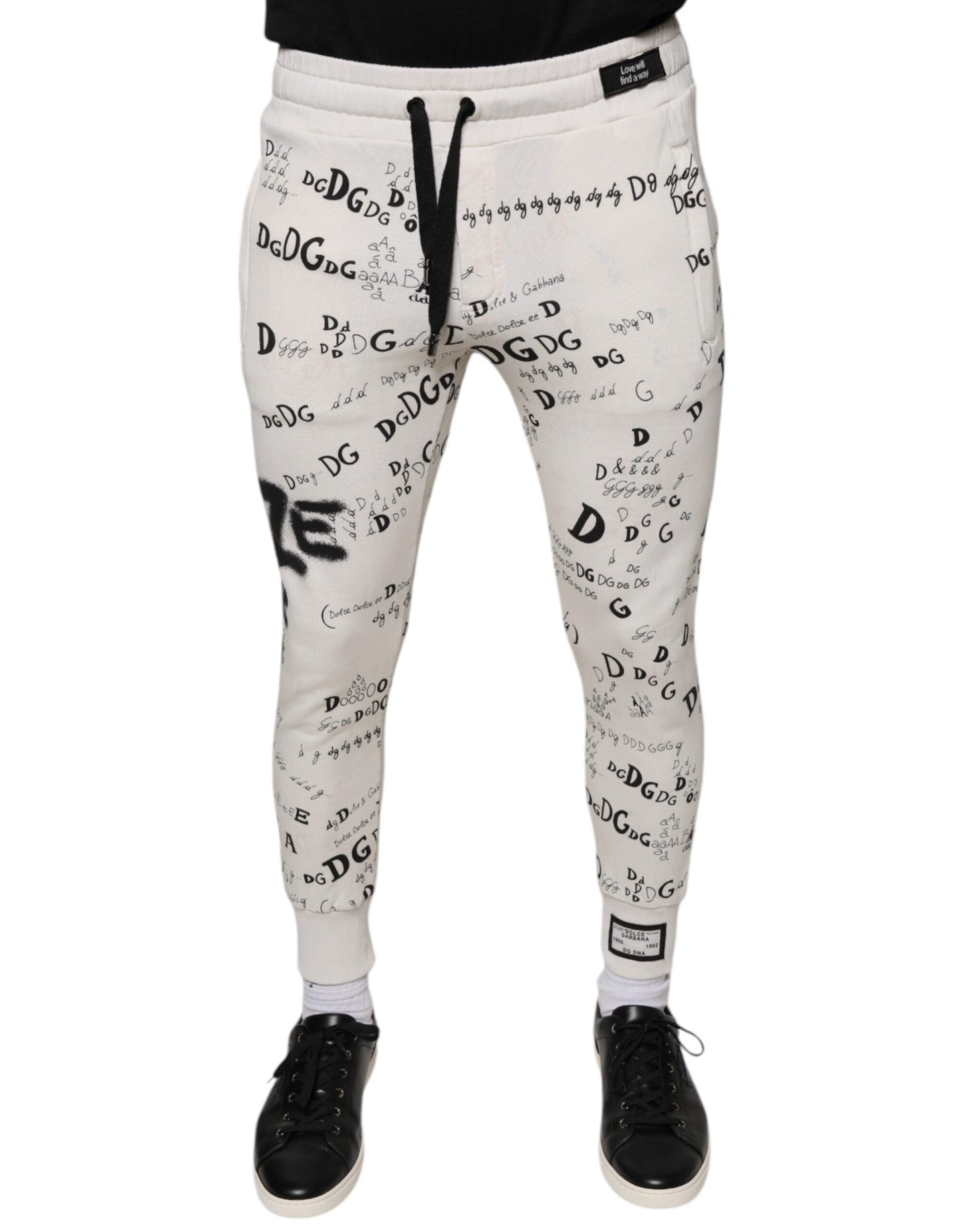 Dolce & Gabbana White Printed Cotton Jogger SweatMen's Men's Pants (Pre-Owned)