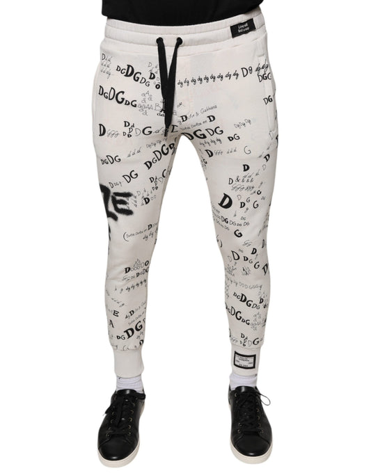 Dolce & Gabbana White Printed Cotton Jogger SweatMen's Men's Pants (Pre-Owned)