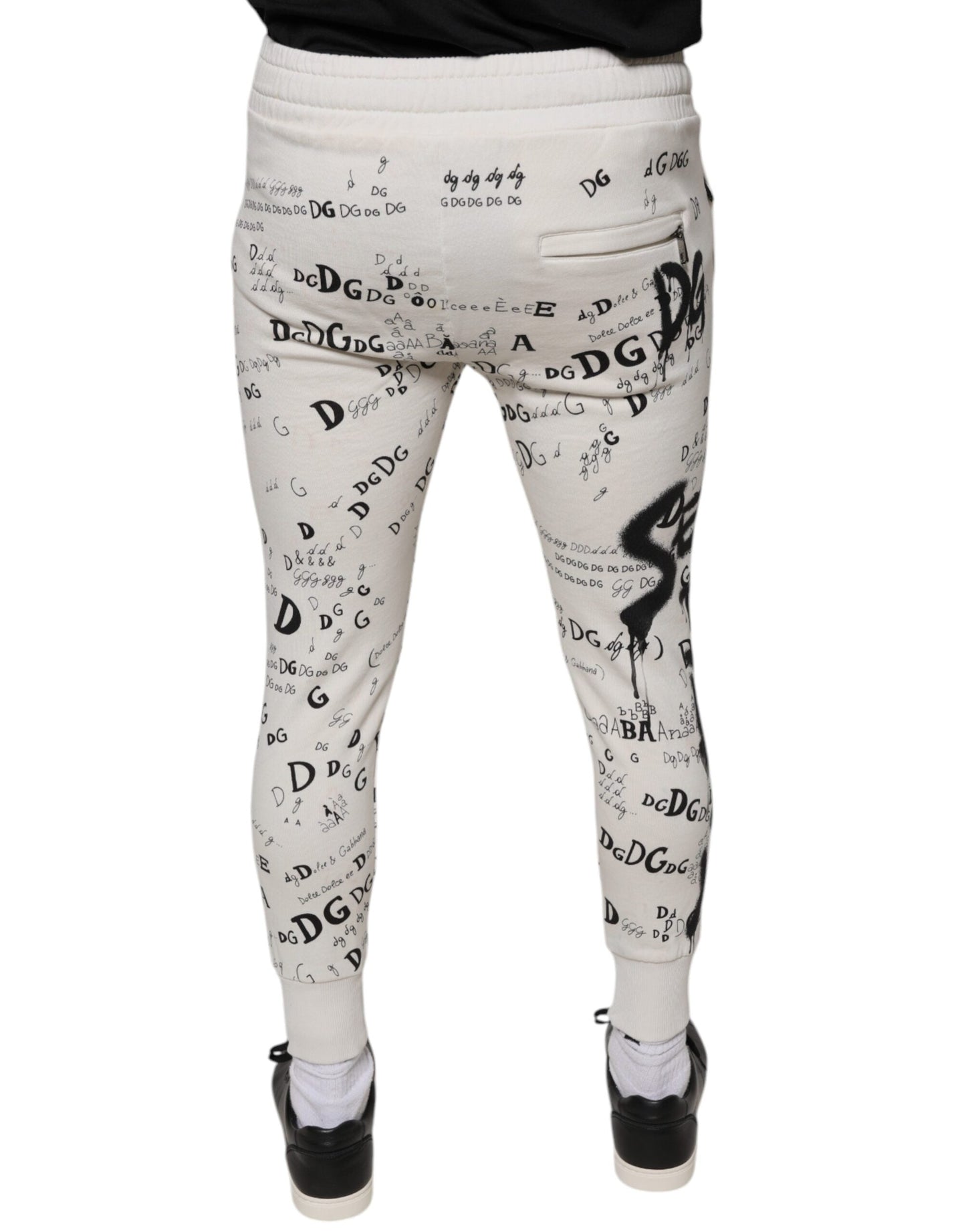 Dolce & Gabbana White Printed Cotton Jogger SweatMen's Men's Pants (Pre-Owned)