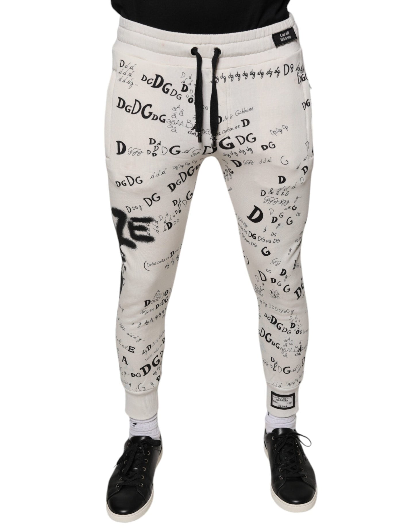 Dolce & Gabbana White Printed Cotton Jogger SweatMen's Men's Pants (Pre-Owned)