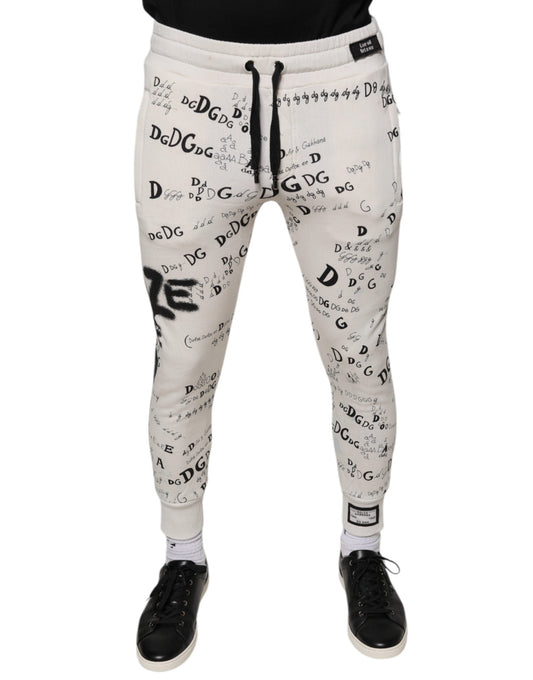 Dolce & Gabbana White Printed Cotton Jogger SweatMen's Men's Pants (Pre-Owned)