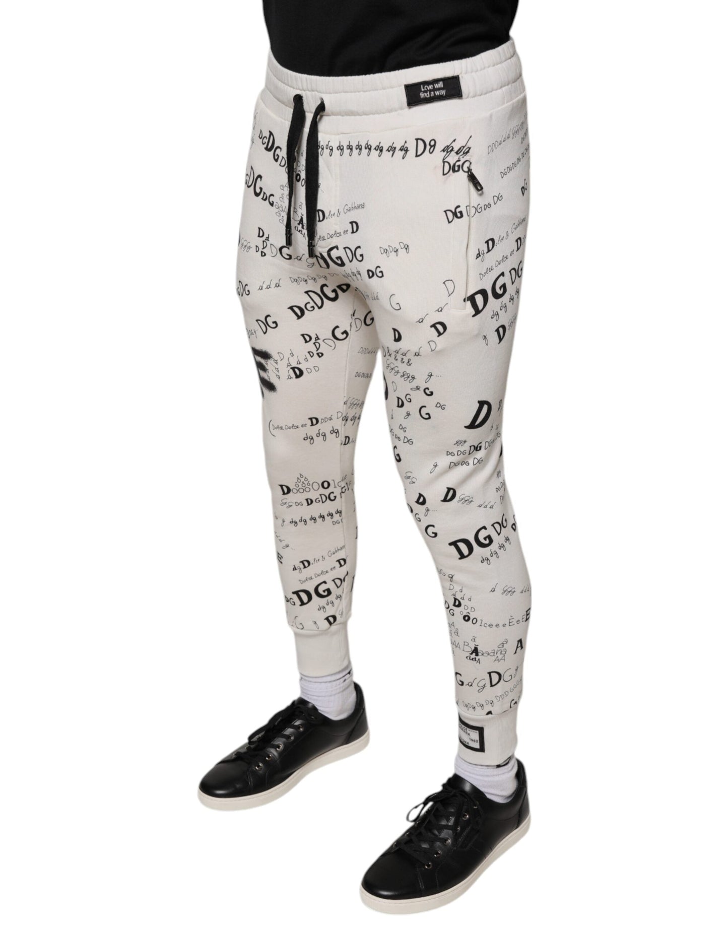 Dolce & Gabbana White Printed Cotton Jogger SweatMen's Men's Pants (Pre-Owned)
