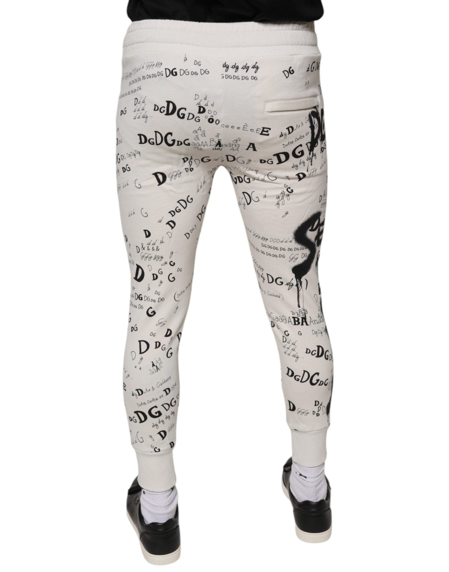 Dolce & Gabbana White Printed Cotton Jogger SweatMen's Men's Pants (Pre-Owned)