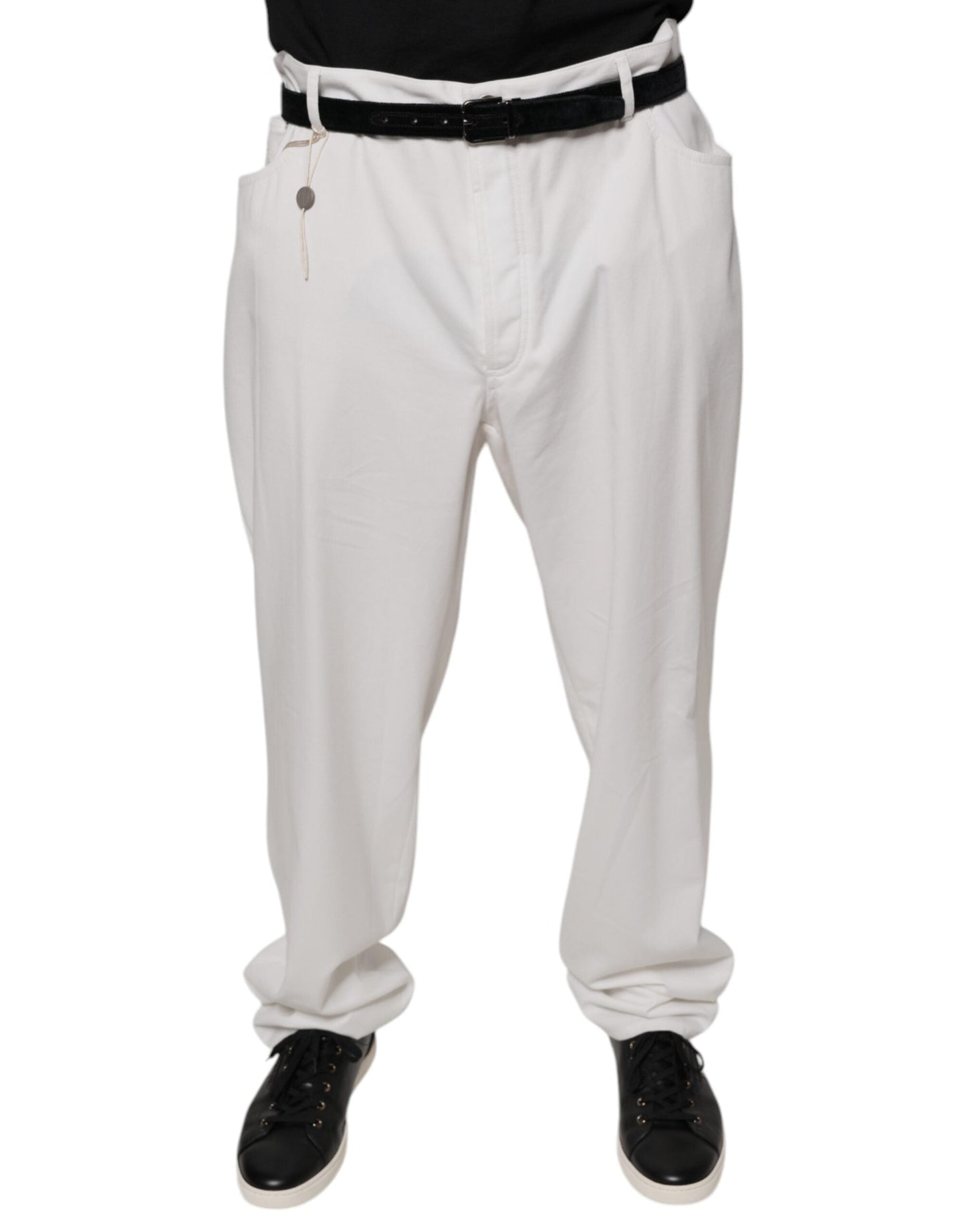 Brunello Cucinelli White Cotton Men Dress Tapered Men's Pants