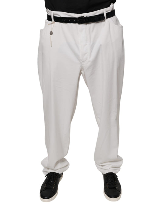 Brunello Cucinelli White Cotton Men Dress Tapered Men's Pants