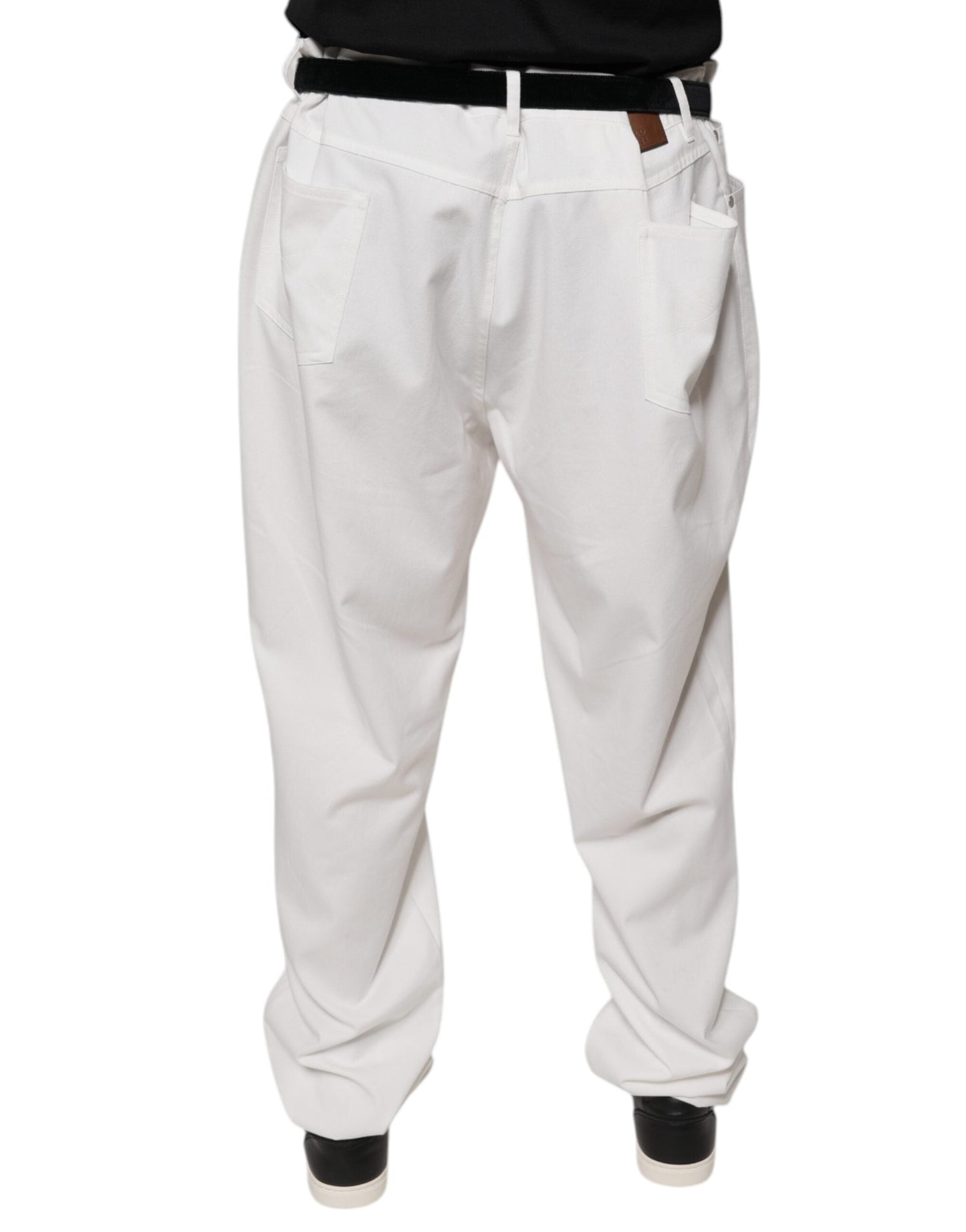 Brunello Cucinelli White Cotton Men Dress Tapered Men's Pants