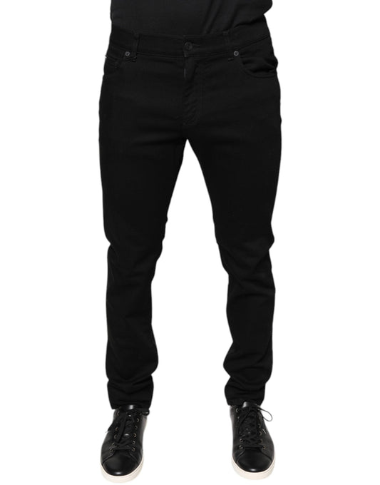 Dolce & Gabbana Black Cotton Stretch Skinny Men Denim Men's Jeans (Pre-Owned)
