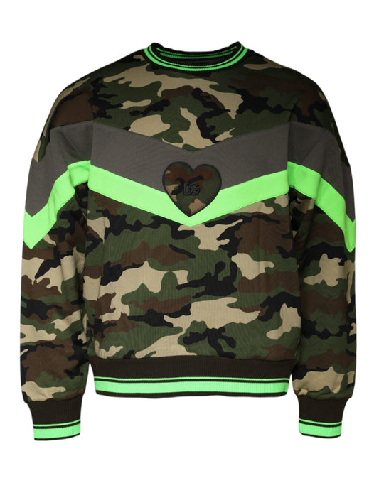 Dolce & Gabbana Multicolor Camouflage Sweatshirt Men's Sweater
