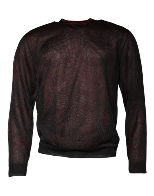 Dolce & Gabbana Maroon Polyester Crew Neck Pullover Men's Sweater (Pre-Owned)