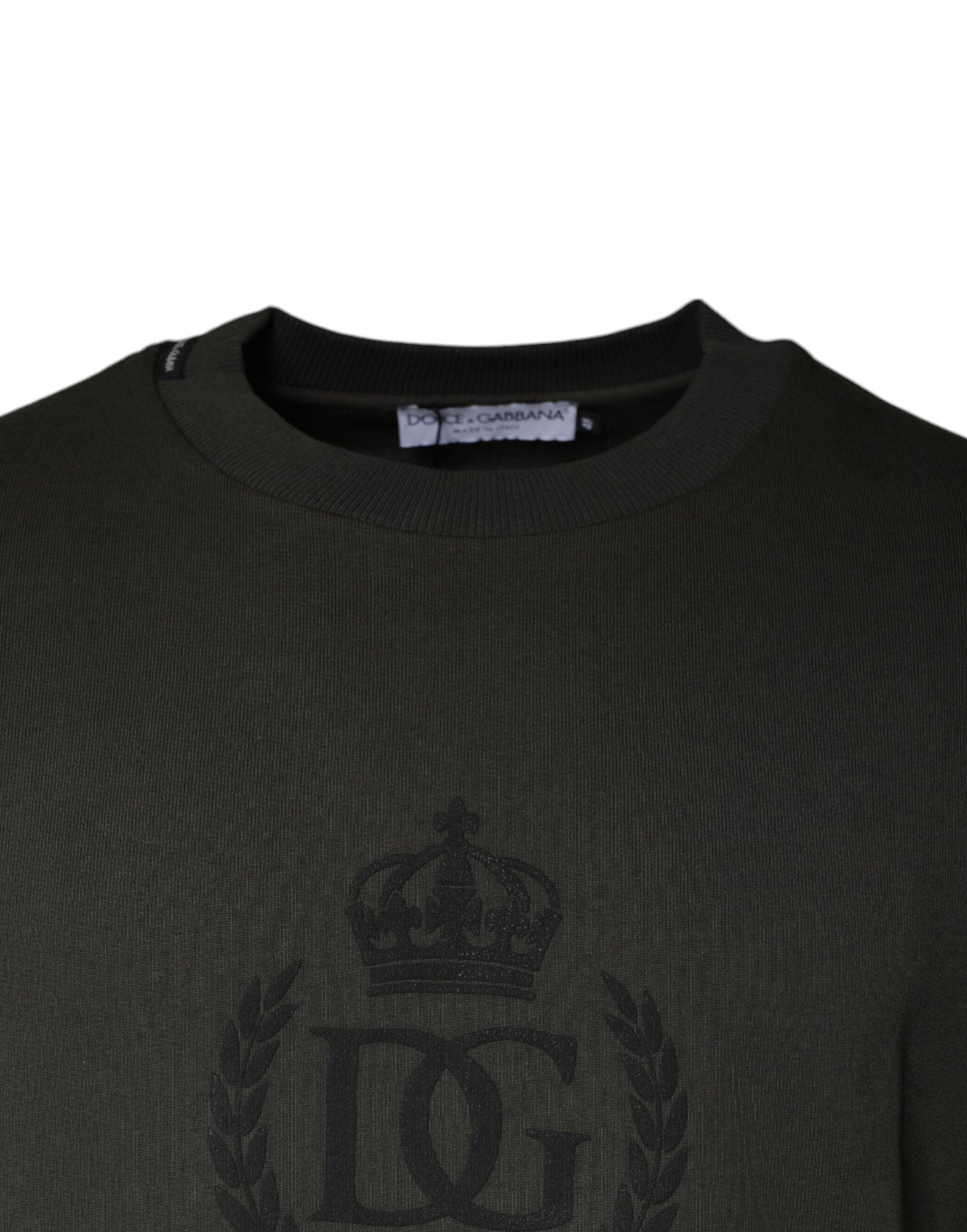 Dolce & Gabbana Army Green Crown Cotton Sweatshirt Men's Sweater