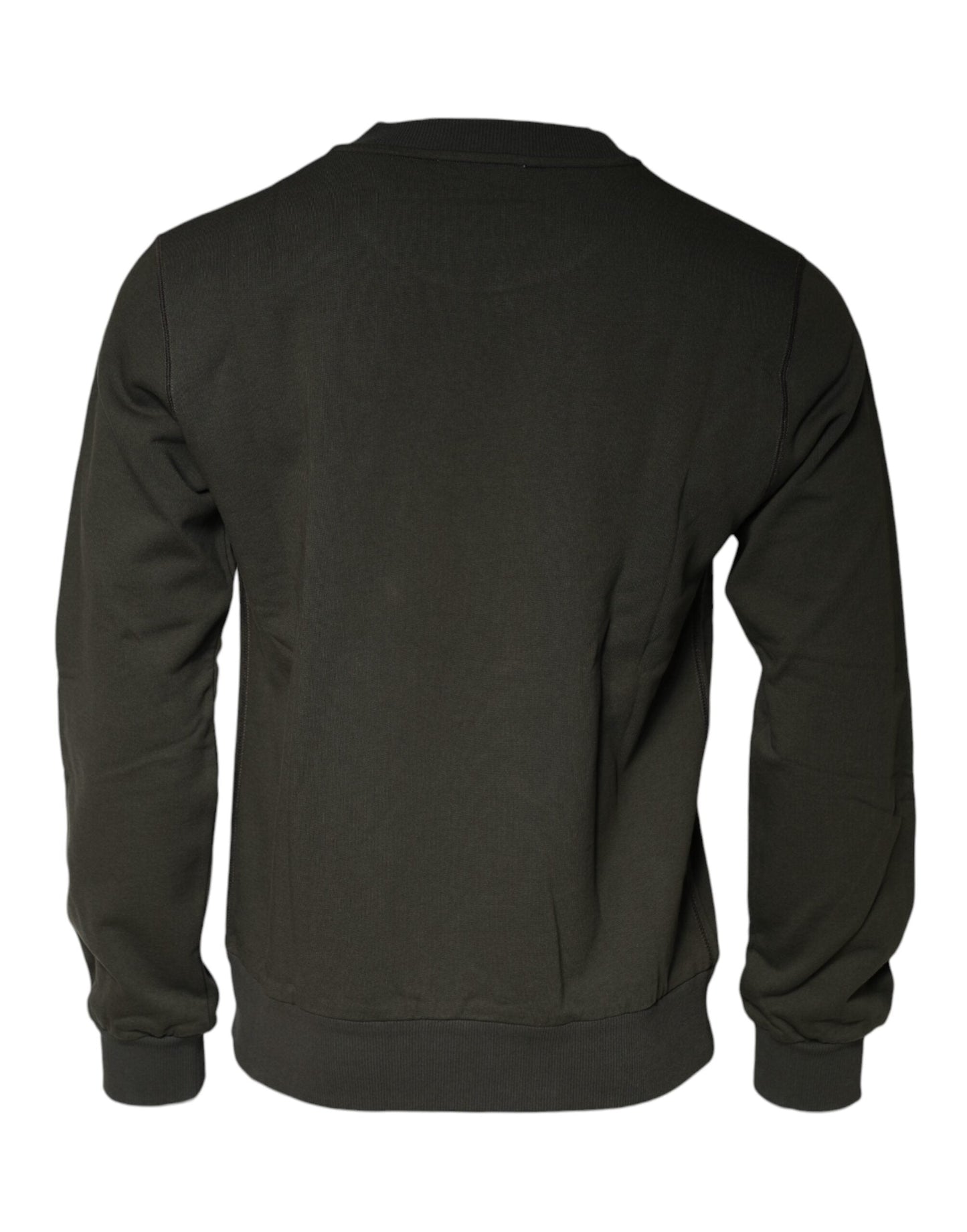 Dolce & Gabbana Army Green Crown Cotton Sweatshirt Men's Sweater