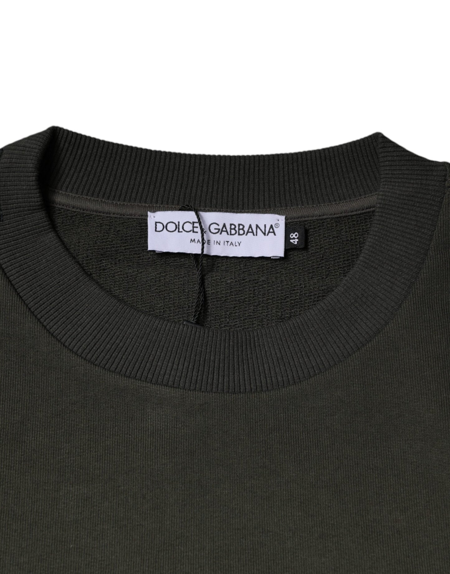 Dolce & Gabbana Army Green Crown Cotton Sweatshirt Men's Sweater