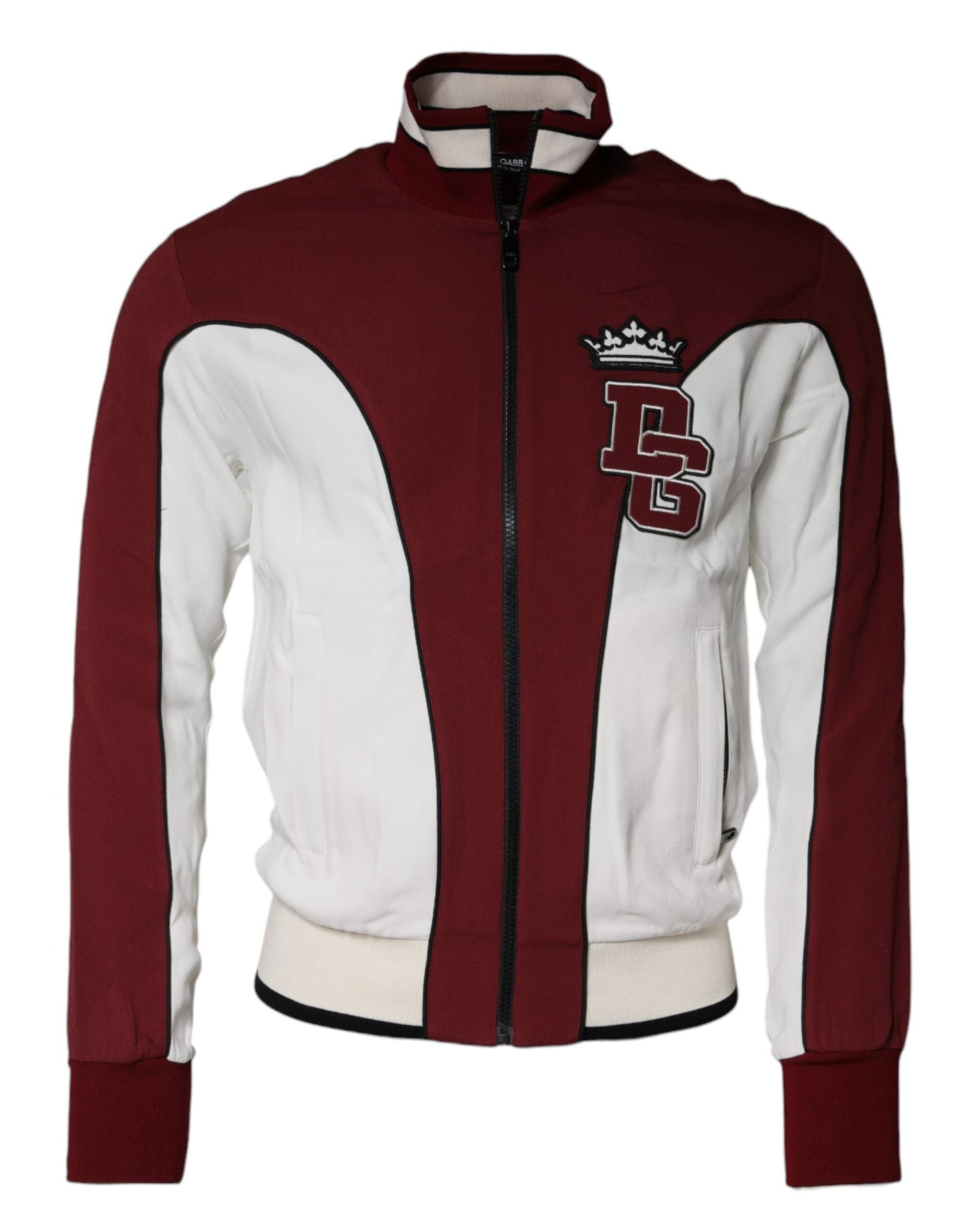 Dolce & Gabbana Red White Logo Full Zip Sweatshirt Men's Sweater (Pre-Owned)