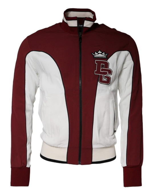 Dolce & Gabbana Red White Logo Full Zip Sweatshirt Men's Sweater (Pre-Owned)