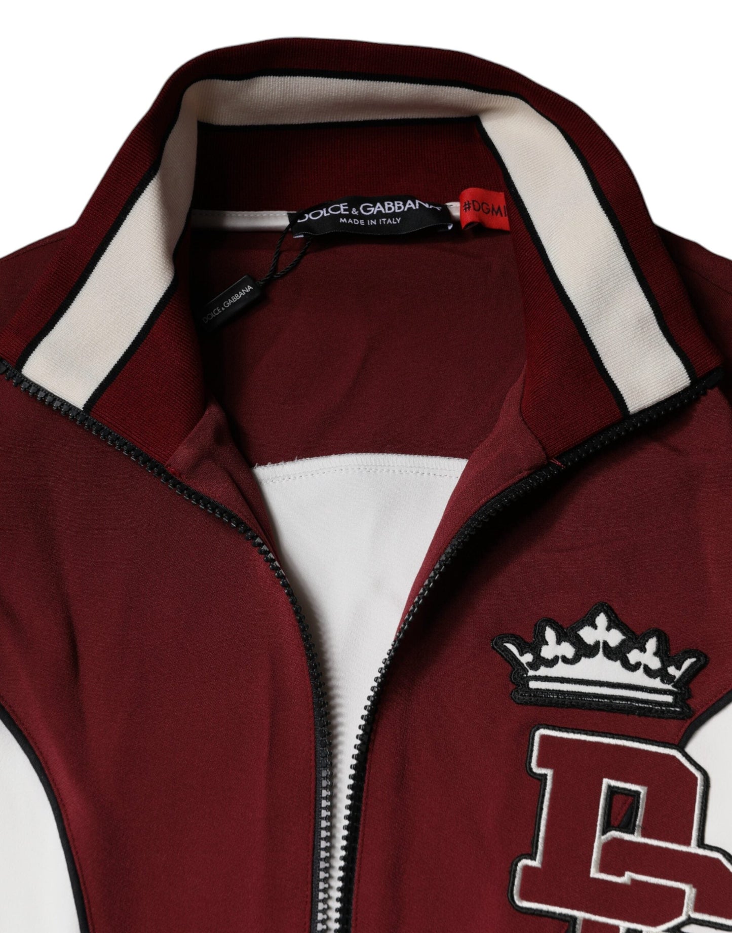Dolce & Gabbana Red White Logo Full Zip Sweatshirt Men's Sweater (Pre-Owned)