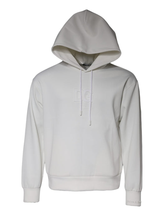 Dolce & Gabbana White DG Logo Hooded Men Sweatshirt Men's Sweater (Pre-Owned)