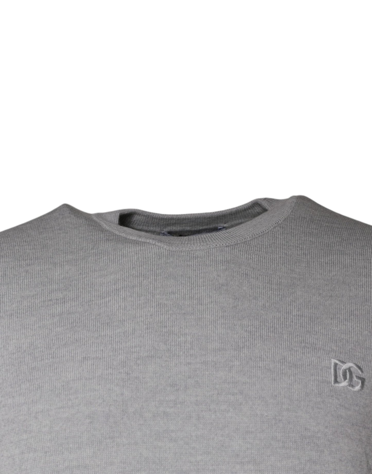 Dolce & Gabbana Light Gray Wool Crew Neck Pullover Men's Sweater
