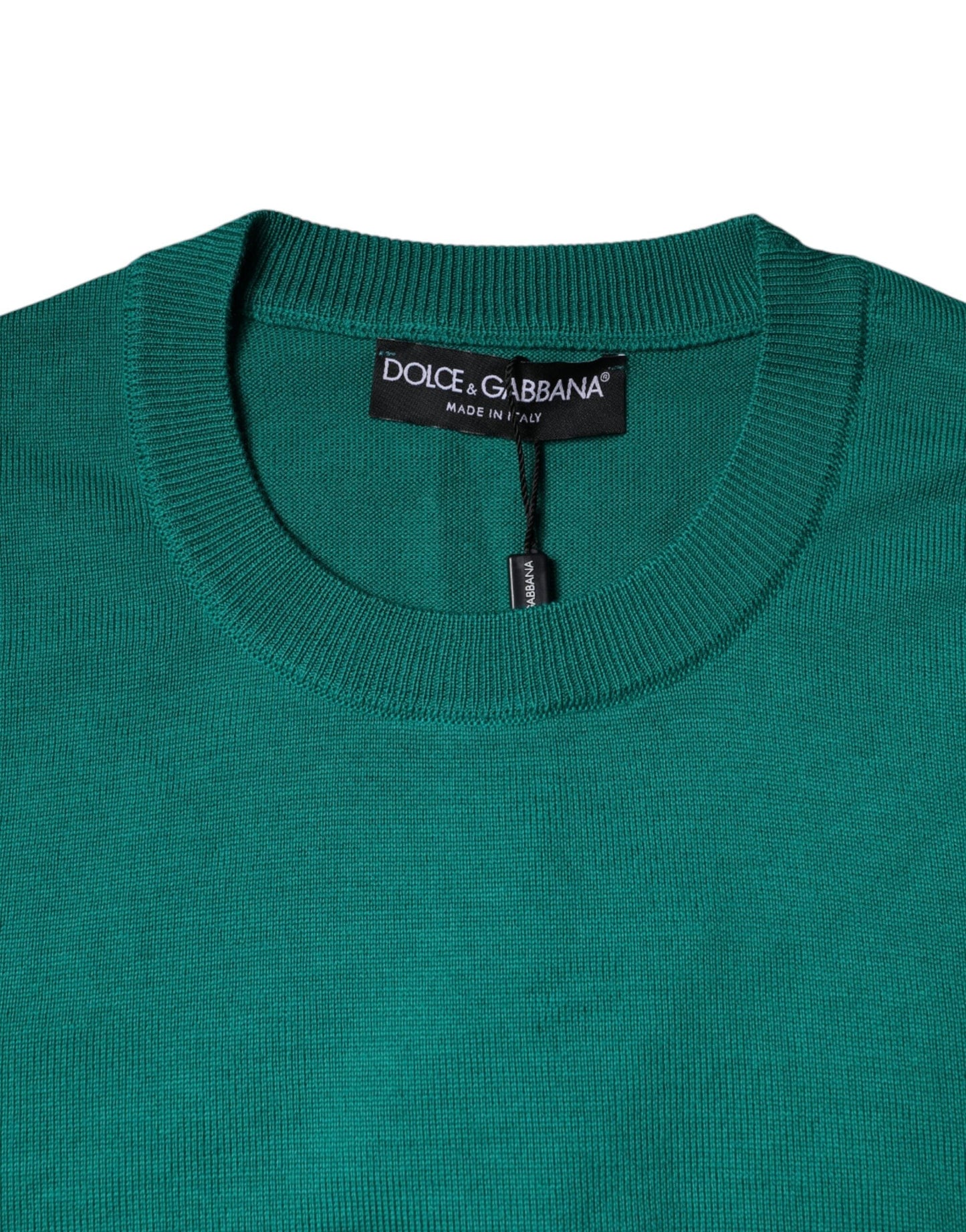 Dolce & Gabbana Green Wool Knit Crew Neck Pullover Men's Sweater
