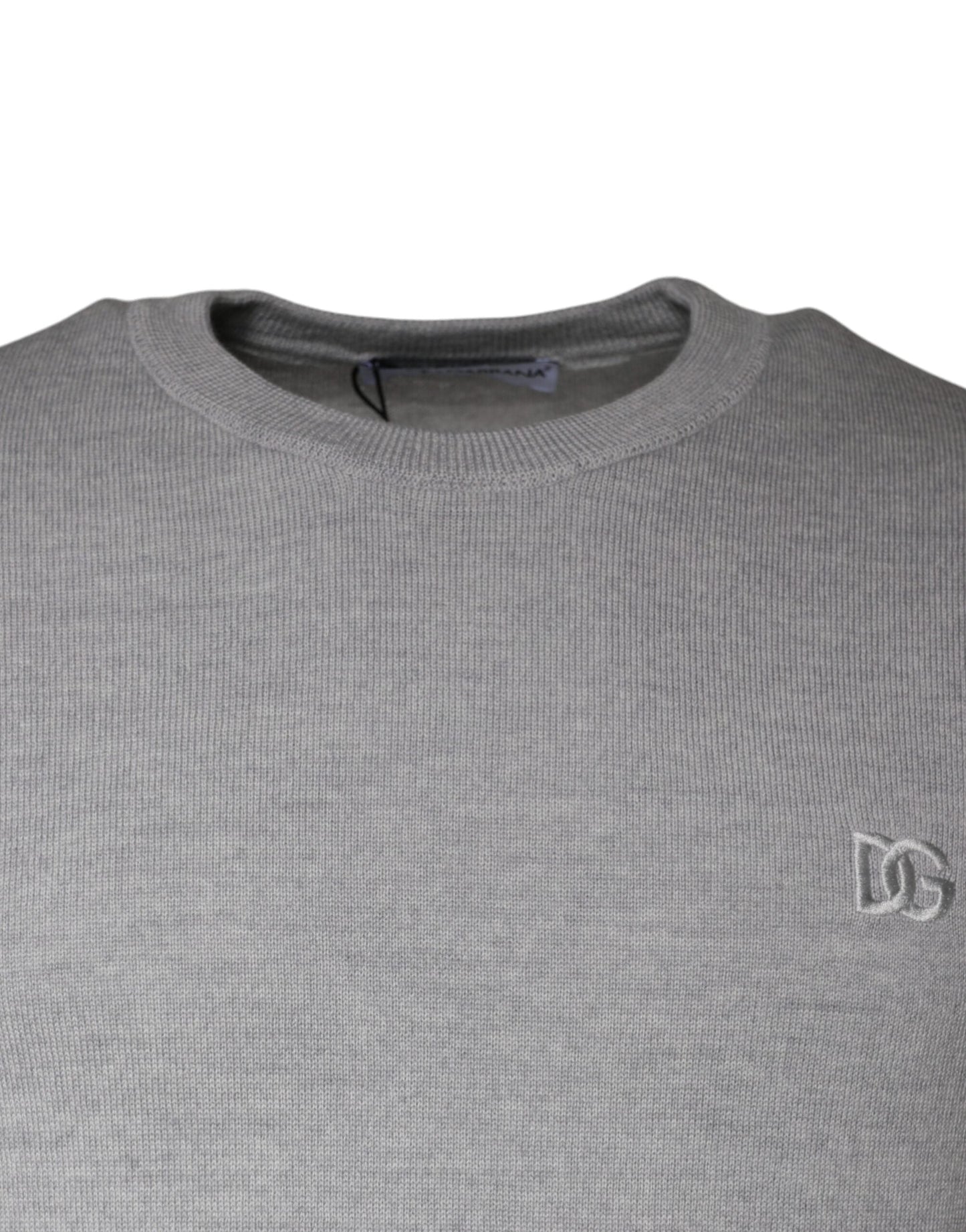 Dolce & Gabbana Light Gray Wool Crew Neck Pullover Men's Sweater (Pre-Owned)