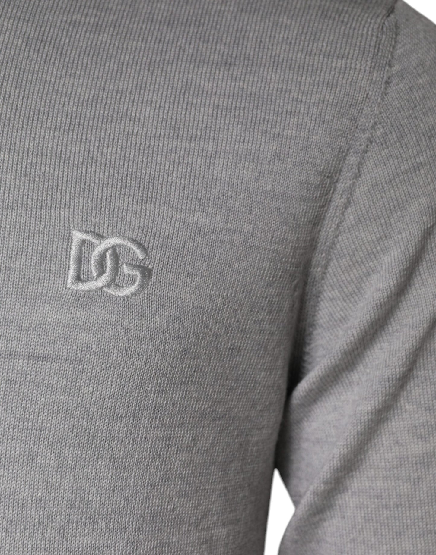 Dolce & Gabbana Light Gray Wool Crew Neck Pullover Men's Sweater (Pre-Owned)