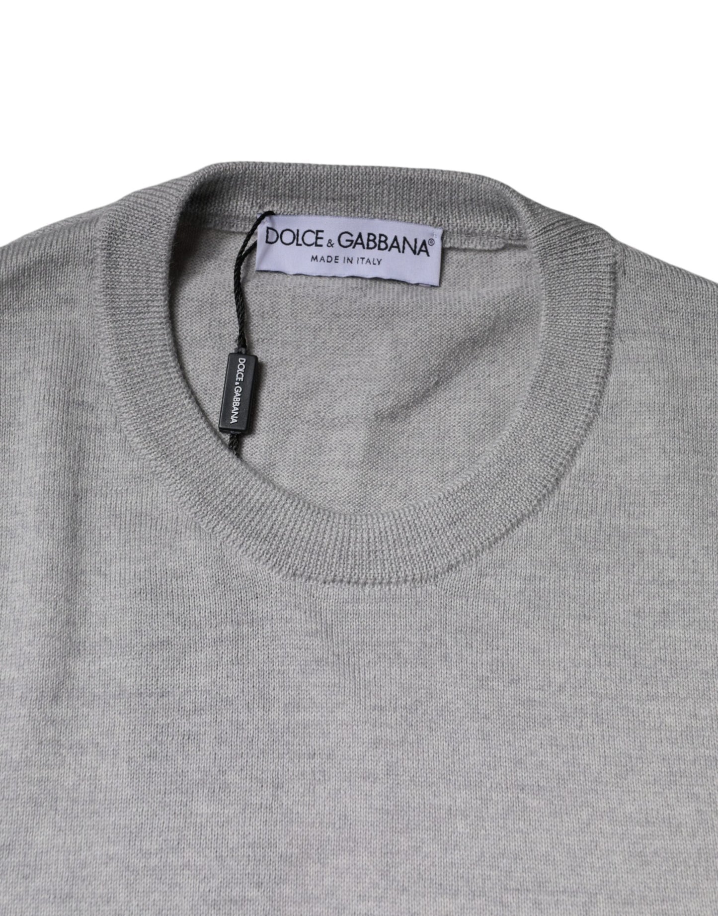 Dolce & Gabbana Light Gray Wool Crew Neck Pullover Men's Sweater (Pre-Owned)