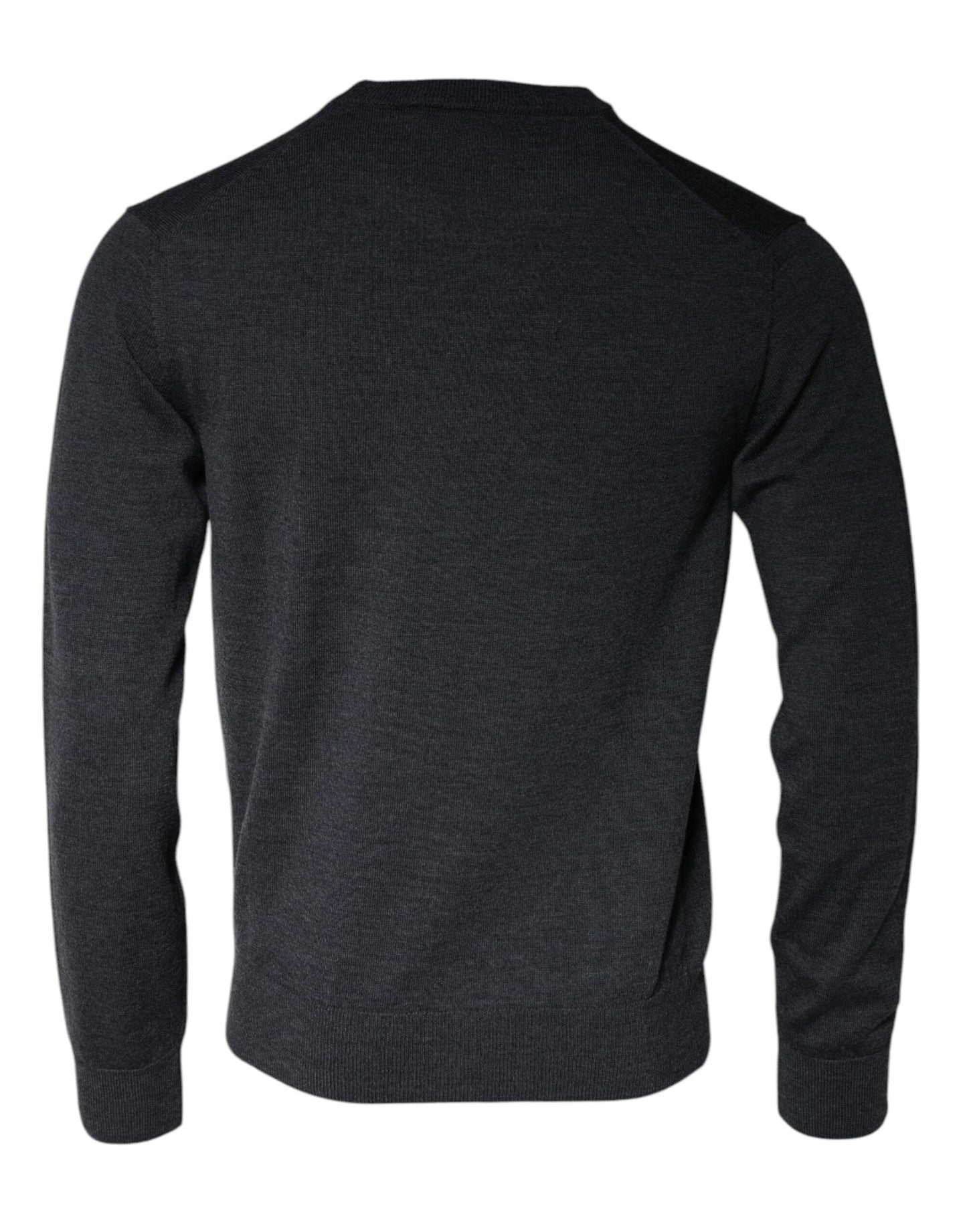 Dolce & Gabbana Dark Gray Wool Crew Neck Pullover Men's Sweater