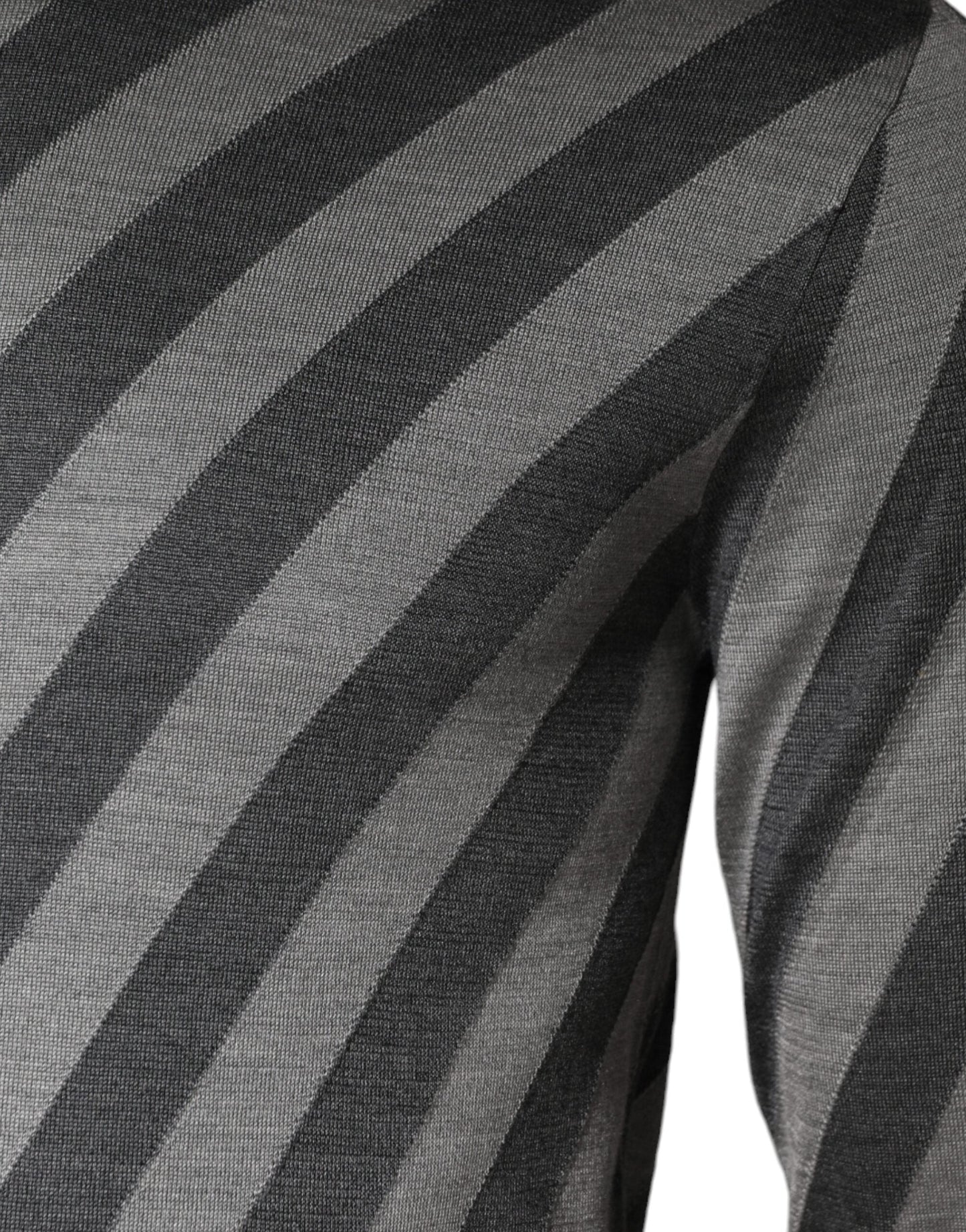 Dolce & Gabbana Gray Stripes Long Sleeve Round Neck Pullover Men's Sweater