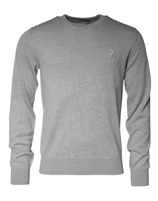 Dolce & Gabbana Light Gray Wool Crew Neck Pullover Men's Sweater (Pre-Owned)