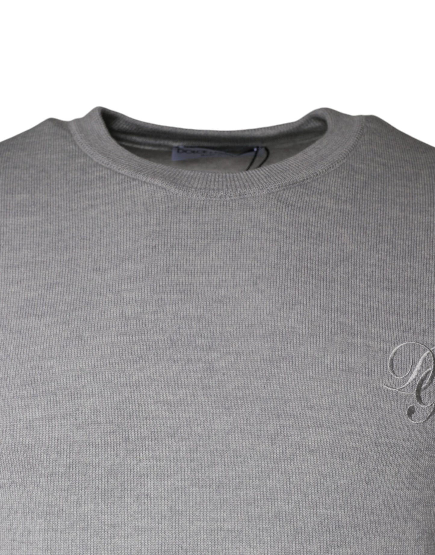 Dolce & Gabbana Light Gray Wool Crew Neck Pullover Men's Sweater (Pre-Owned)