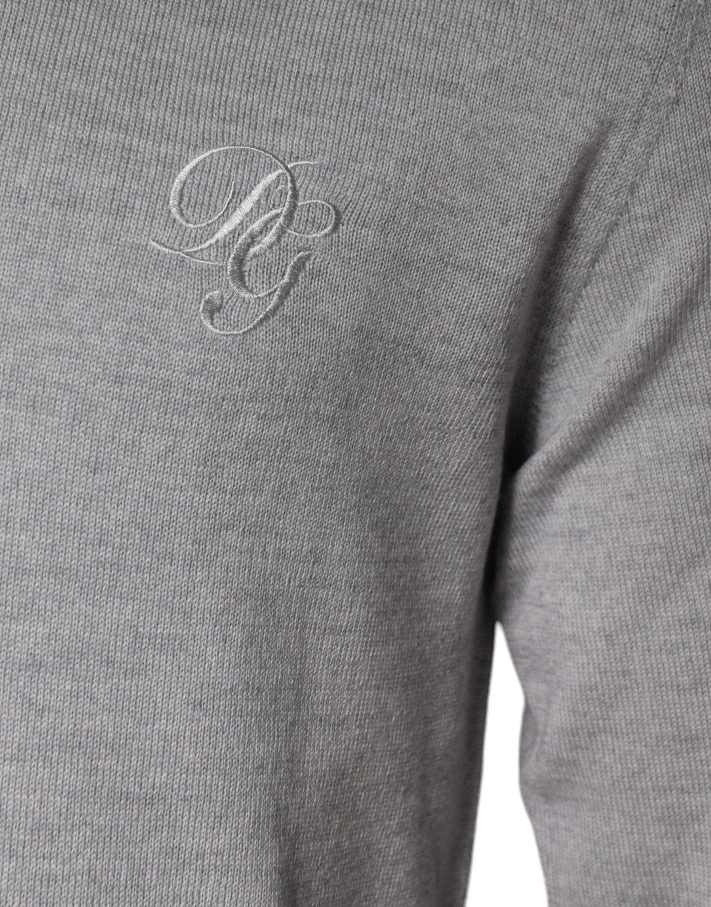 Dolce & Gabbana Light Gray Wool Crew Neck Pullover Men's Sweater (Pre-Owned)