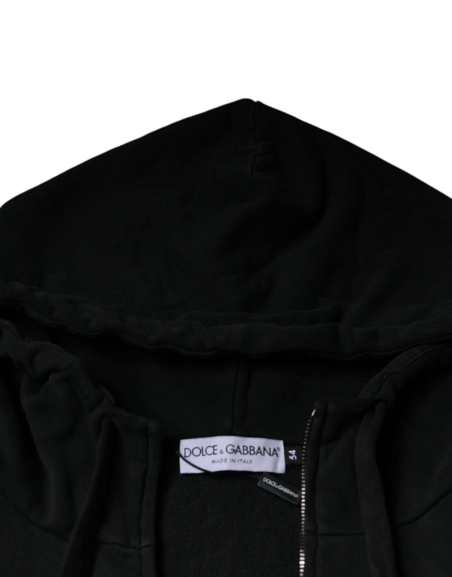 Dolce & Gabbana Black Logo Plaque Hooded Full Zip Men's Sweater (Pre-Owned)