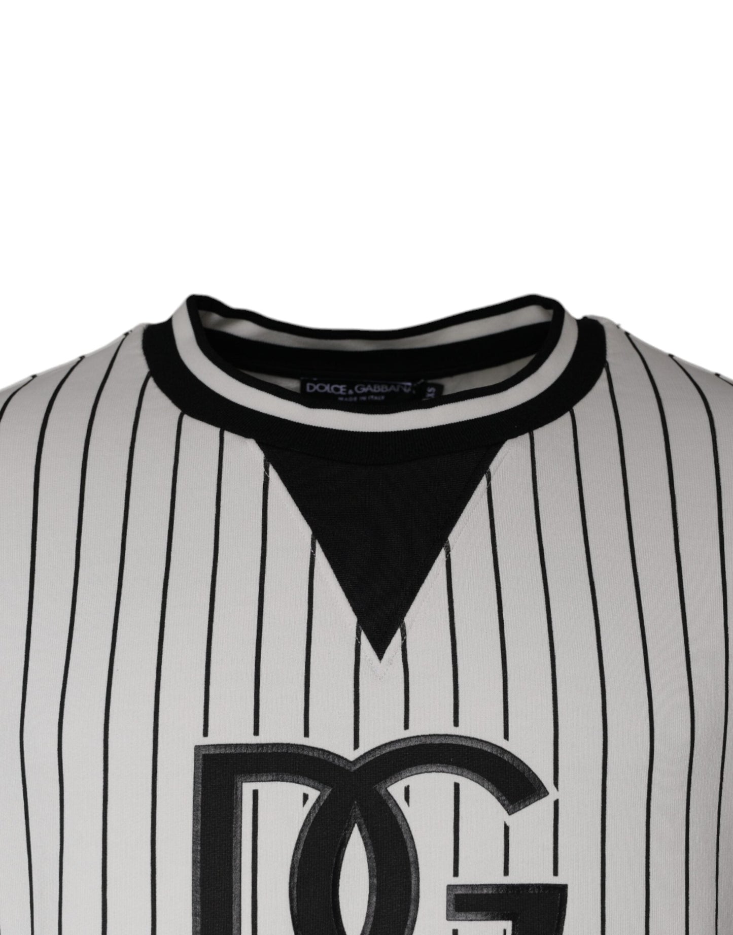Dolce & Gabbana Black White Stripes Logo Sweatshirt Men's Sweater