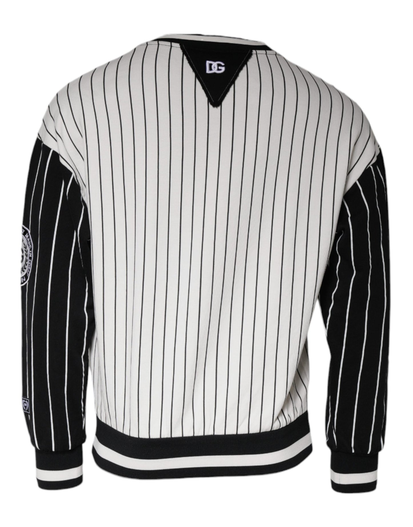 Dolce & Gabbana Black White Stripes Logo Sweatshirt Men's Sweater