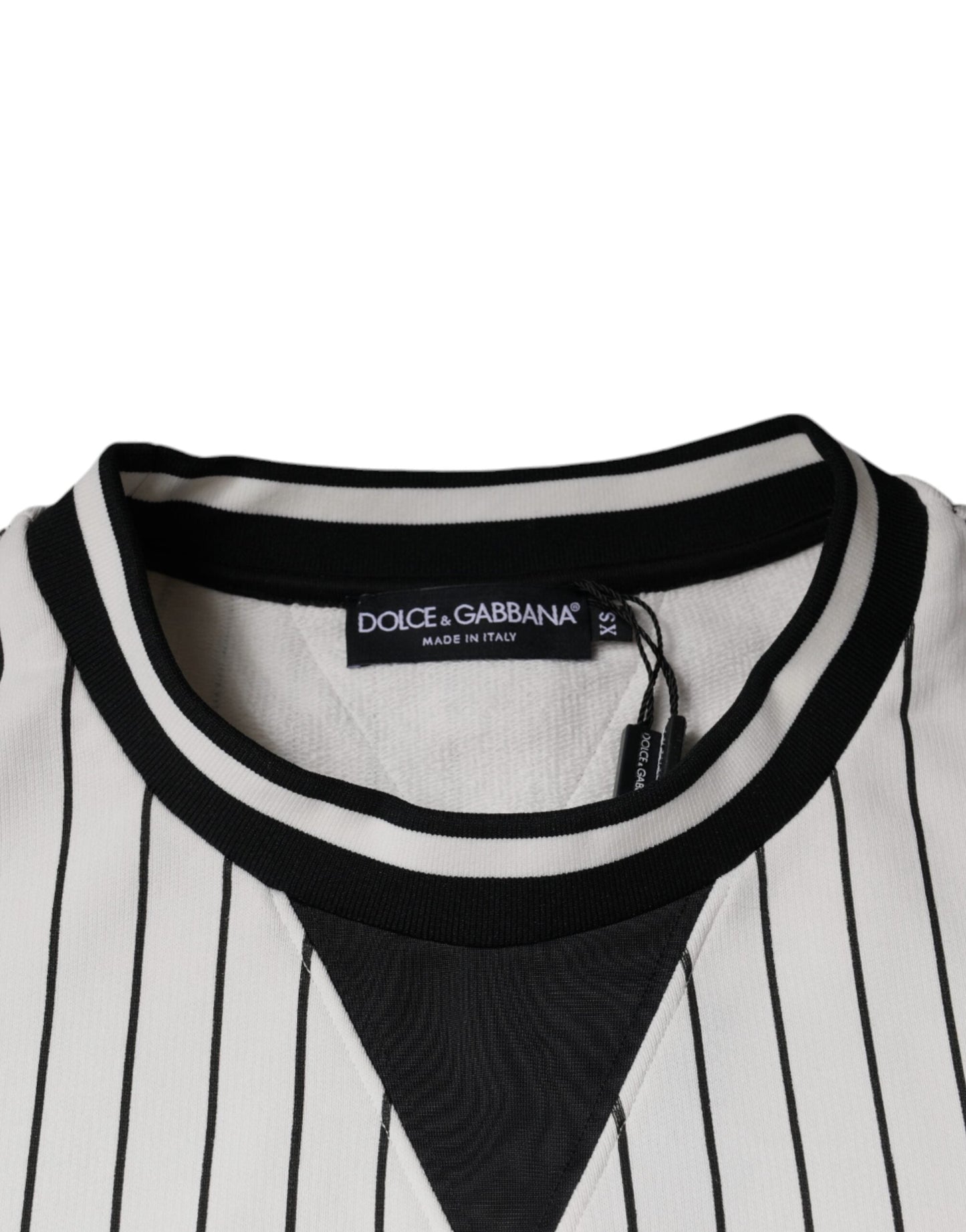 Dolce & Gabbana Black White Stripes Logo Sweatshirt Men's Sweater