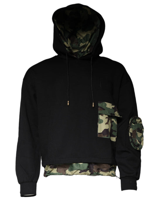 Dolce & Gabbana Black Pocket CottonHooded Sweatshirt Men's Sweater (Pre-Owned)
