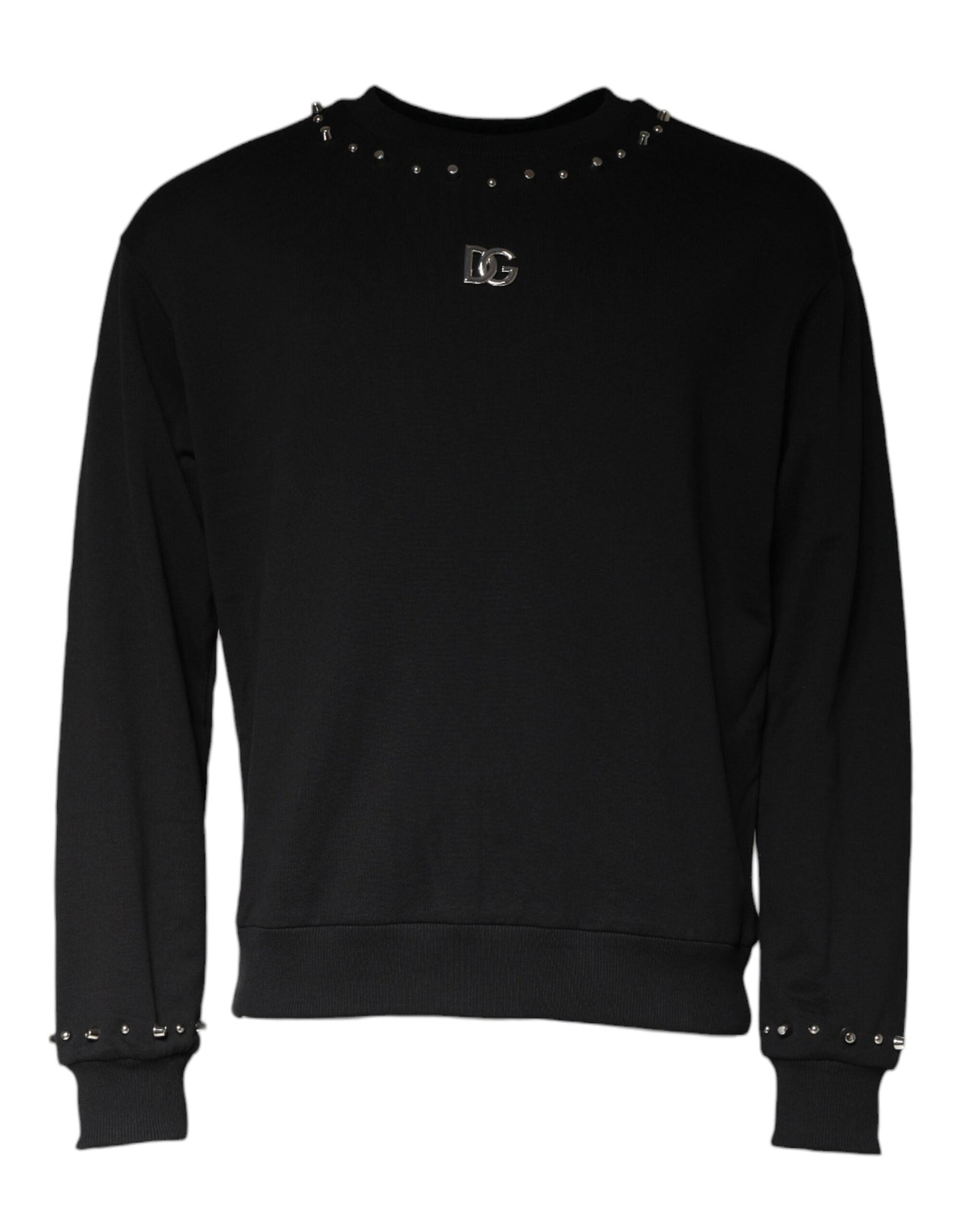 Dolce & Gabbana Black Logo Stud Pullover Sweatshirt Men's Sweater