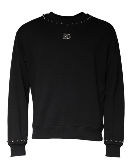 Dolce & Gabbana Black Logo Stud Pullover Sweatshirt Men's Sweater