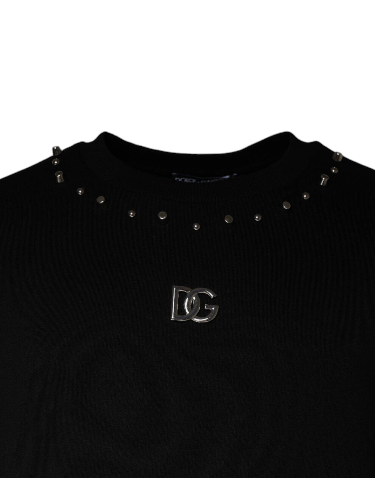 Dolce & Gabbana Black Logo Stud Pullover Sweatshirt Men's Sweater
